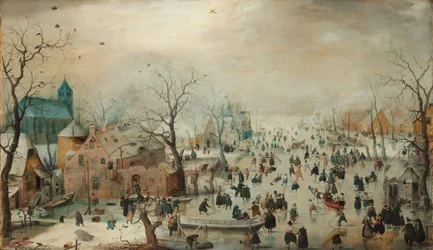 Winterlandschap met schaatsers