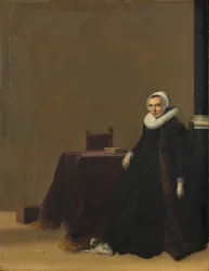 Portret van een vrouw met een hond, ca. 1635
