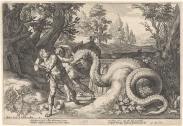 Metgezellen van Cadmus door een draak verslonden