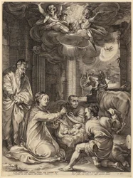 De aanbidding van de herders, blad 2 van de reeks „Het leven van de Maagd Maria”