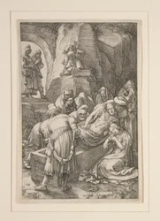 Begrafenis van Christus (De Graflegging), uit De Passie, #11 in een serie van 12 gravures