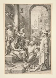 Christus gekroond met doornen, uit De Passie, #7 in een serie van 12 gravures