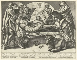De gestorven Christus en de vier evangelisten