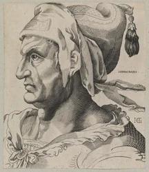 Hippocrates. Buste van een man in profiel