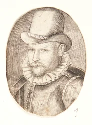Portret van een man met hoed, naar links gewend