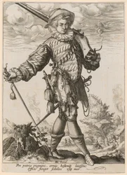 Staande landsknecht met musket en piek
