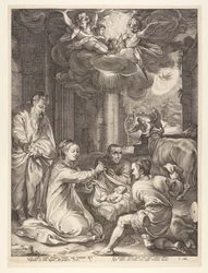 De aanbidding van de herders, uit De geboorte en het vroege leven van Christus