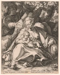 De Heilige Familie onder een Kersenboom