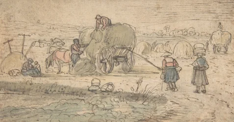 Boeren die hooi laden, ca. 1620s