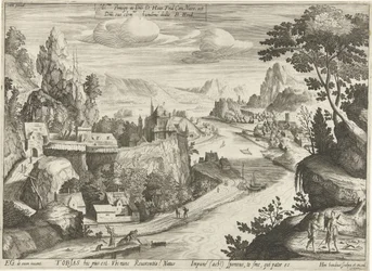 Tobias en de engel vangen de vis in de Tigris