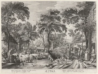 Zomer, een gezelschap bij een meertje