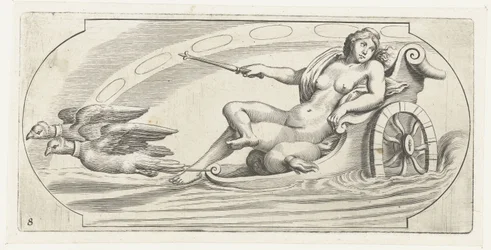 Aurora op een strijdwagen (Nouveau Livre des Dieux et Deeßes De la Marine Bouckje van Zeegoden en Godinnen)
