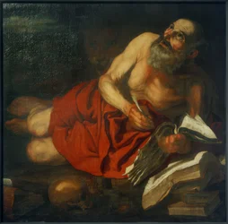 Heilige Hiëronymus aan het schrijven