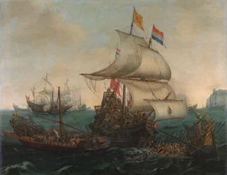Nederlandse schepen rammen Spaanse galeien voor de Engelse kust, 3 oktober 1602