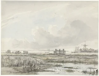 Moerassig landschap buiten een stad