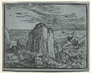 Uit een set van 4 landschappen: Nr.4- Klif aan de kust