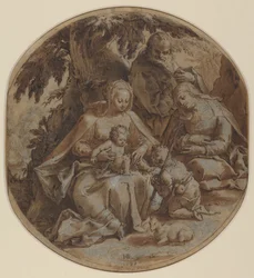 De Heilige Familie met Sint-Elizabeth en Sint-Jan de Doper