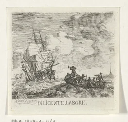 Woest water met verschillende boten