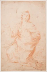 De heilige Agnes knielend
