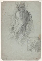 Gedrapeerd mannelijk model en een bebaard mannenhoofd