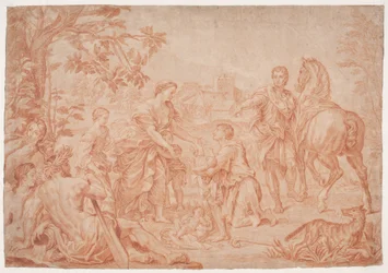 Romulus en Remus. (Livius I, 4). Studie naar het schilderij van Carlo Maratti in Sanssouci, Potsdam (uitgevoerd 1692 voor Niccolo Maria Pallavicini)