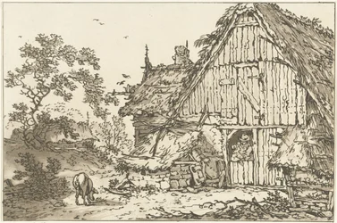Boerderij met twee mensen in de deuropening Twelve designs Calculated for the Use of those who are Learning to Draw Landscape (series title)