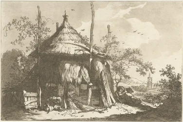 Herders bij een hooiberg