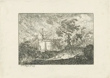 Landschap bij regen en storm