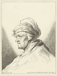 Buste van oude vrouw, naar links