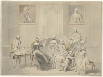 De kinderen van Pieter Cornelis Hasselaer en Clara Wendela Sautijn, met hun grootmoeder Wendela Eleonora Reael