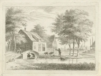 Landschap met een stenen brug