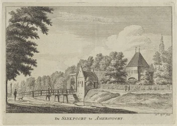 Gezicht op de Slijkpoort te Amersfoort (De Slykpoort te Amersvoort)