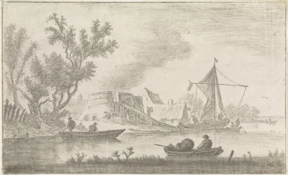 Riviergezicht met kalkovens