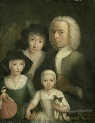 Zelfportret met zijn Vrouw Sanneke van Bommel en hun twee Kinderen