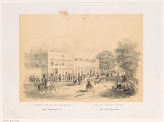Gezicht op de Groote Koninklijke Bazar in Den Haag