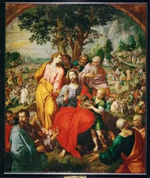 Het voeden van de vijfduizend (schilderij op doek)