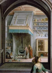Christus in het huis van Martha en Maria (detail)