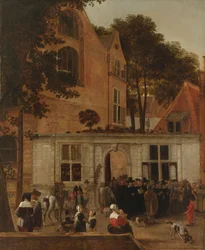 Het uitreiken van een graad aan de universiteit van Leiden omstreeks 1650