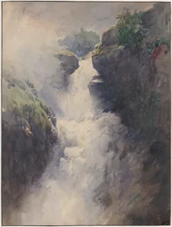 Een waterval in de bergen