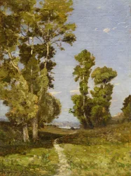 De weg naar het meer (olieverf op doek)