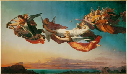 De heilige Catharina van Alexandrië bij het graf (schilderij op doek)