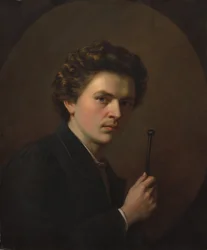 Zelfportret met een maulstick, ca. 1863