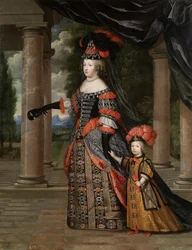 Maria Theresa van Spanje met haar zoon, de Dauphin, Louis van Frankrijk