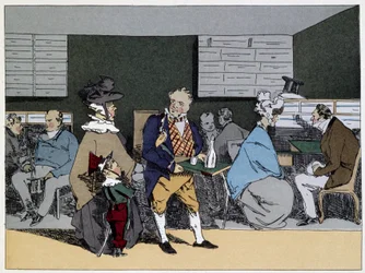 Een uur: bezoeken, lunchproeverij, dineruitnodigingen - in "Administrative mores" door Henri Monnier