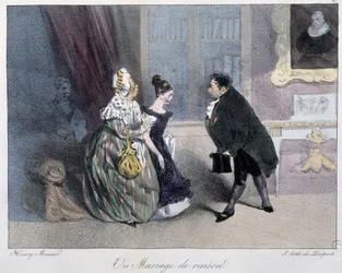 Een verstandshuwelijk - in "Esquisses parisiennes" door Henri Monnier, ed. Delpech, Parijs
