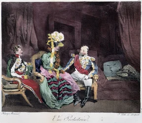 Une protectrice - in "Esquisses parisiennes" door Henri Monnier, ed. Delpech, Parijs