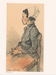 Zijaanzicht van een jonge vrouw op een stoel