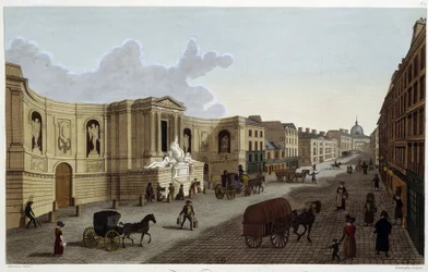 Fontein van de rue de Grenelle, circa 1820 in "Vues de Paris" door Courvoisier 1827