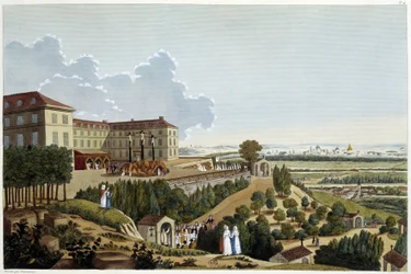 Zicht op Calvarieberg, tijdens de feesten van de Ste Croix, in Suresnes - in 