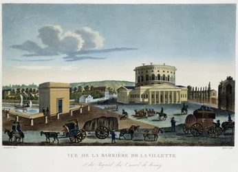 Uitzicht op de Barrier de la Vilette - in “View of Paris, circa 1810: Les Barriers de Paris” door Courvoisier